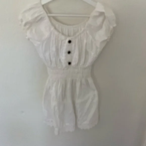 Vintage white cotton babydoll pheasant top - Picture 2 of 5